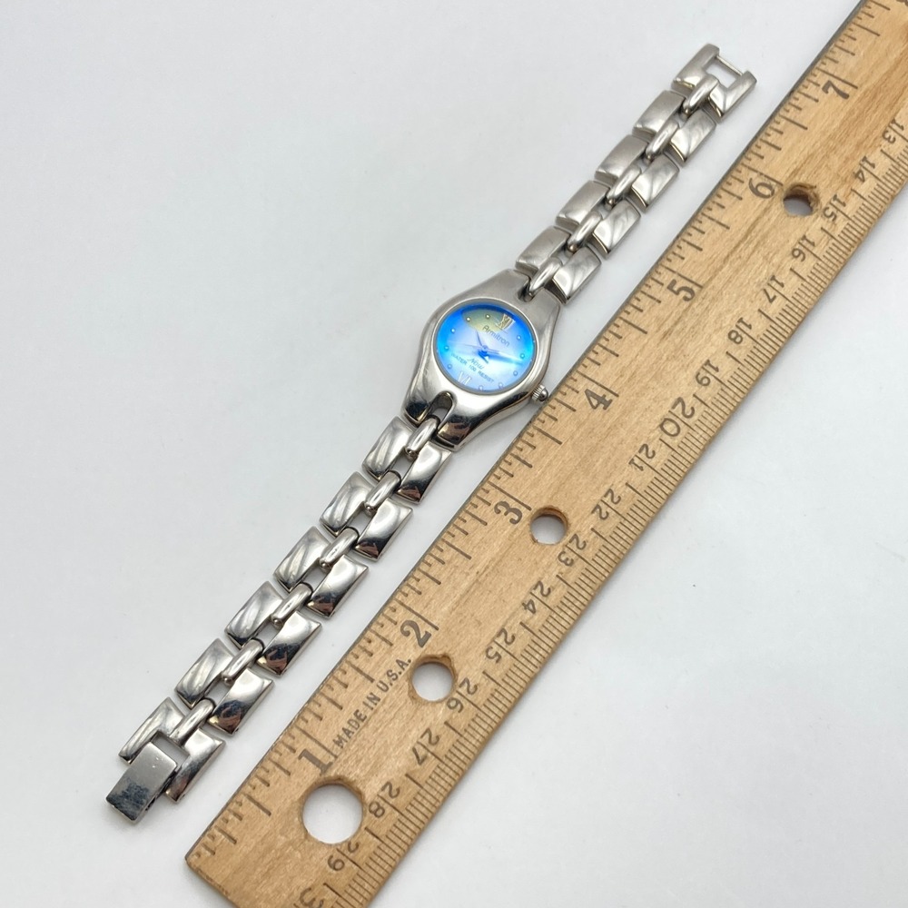 Armitron Now Women's Watch Silver Tone Blue Yellow Dial 22mm New Battery 6.25" - Picture 15 of 16